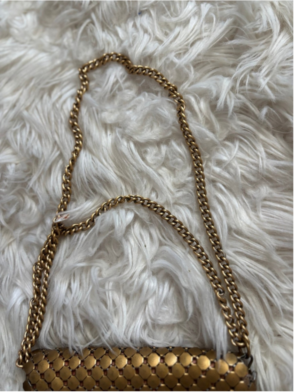 WHITING & DAVIS vintage Brassy Gold Metal Shoulder Bag - Picture 2 of 9